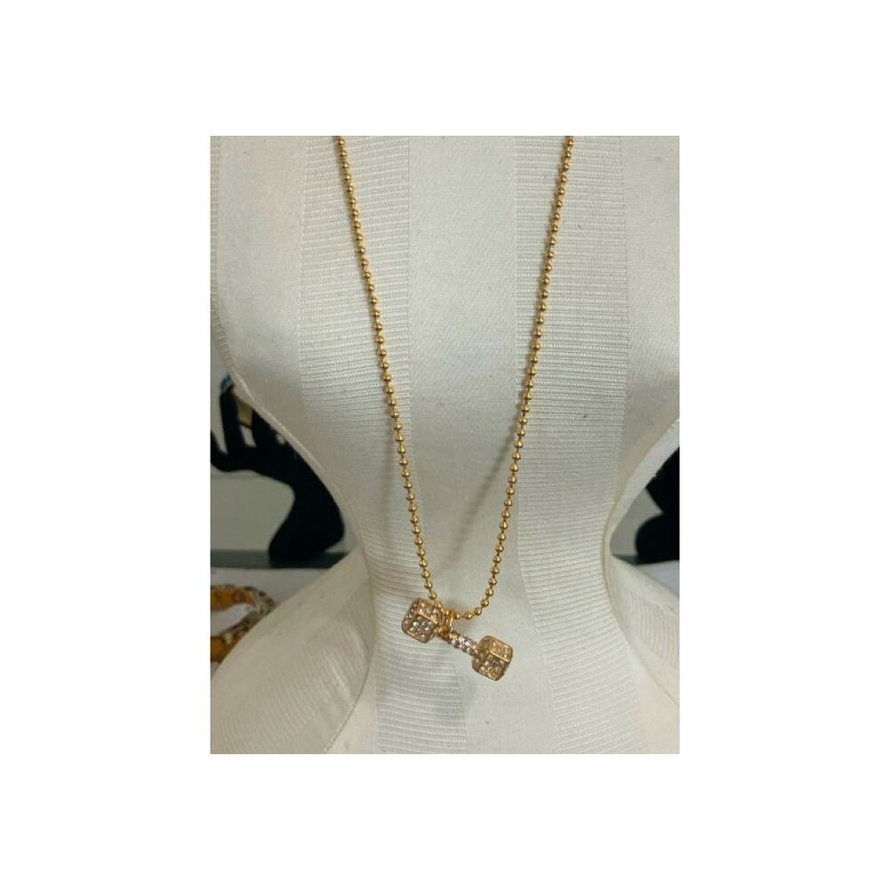 Pendant Necklace Dumbbell with Crystals